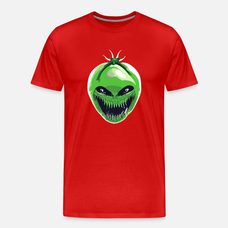 Grüne Xenomorph-Tomate - Männer Premium Bio T-Shirt - Rot