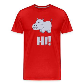 Hippopotame Salut - T-shirt bio Premium Homme - rouge - Devant - Damien (186cm)