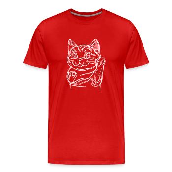 Porte-bonheur Chat - T-shirt bio Premium Homme - rouge - Devant - Damien (186cm)