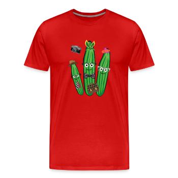 Cucumber Trio,Cucumber,Cucumber,Retro, Vintage,Glasses - Men's Premium Organic T-Shirt - red - Front - Damien (186cm)