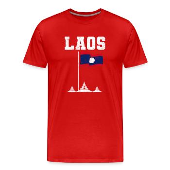 Laos Lao Laotien drapeau Temple Lao I cadeau - T-shirt bio Premium Homme - rouge - Devant - Damien (186cm)