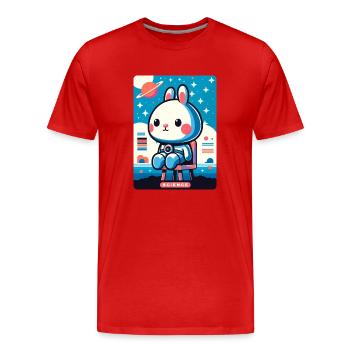 Space Explorer Bunny - Männer Premium Bio T-Shirt - Rot - Vorne - Damien (186cm)