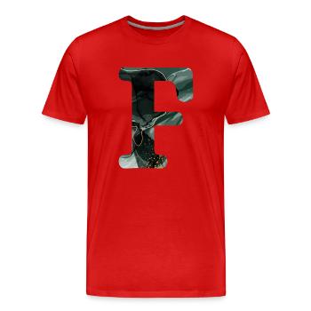 Letter f marbled green - Men's Premium Organic T-Shirt - red - Front - Damien (186cm)