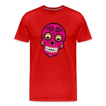 totenkopf - Männer Premium Bio T-Shirt - Rot - Vorne - Damien (186cm)