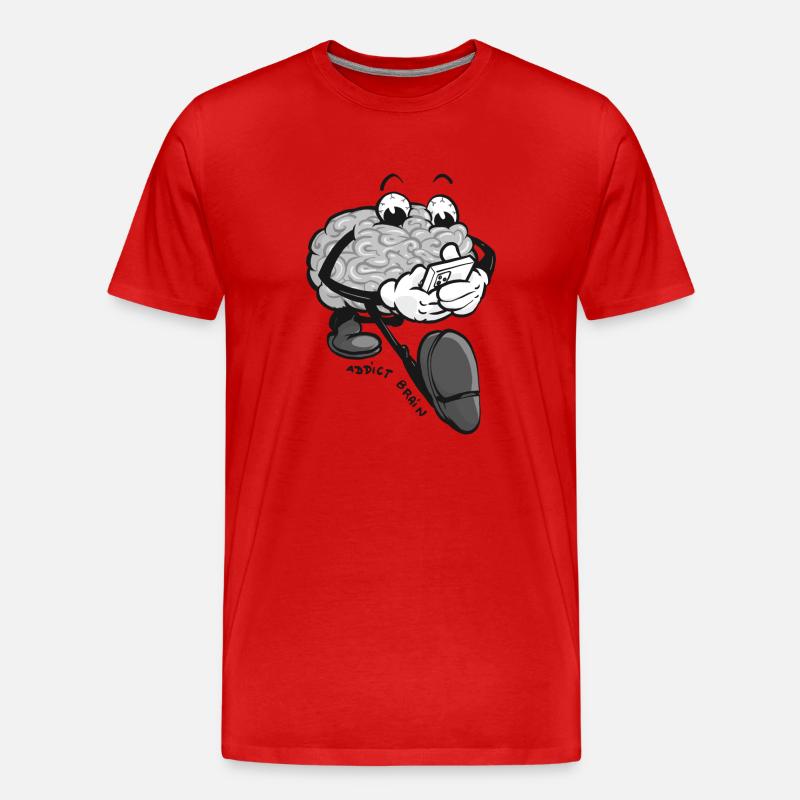 Brain Addict - graue Version - Männer Premium Bio T-Shirt - Rot