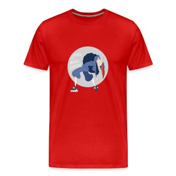 Né pour faire du drame - T-shirt bio Premium Homme - rouge - Devant - Damien (186cm)