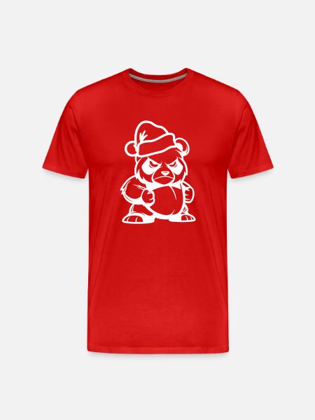 Panda Bear Christmas Comic - Men's Premium Organic T-Shirt - red