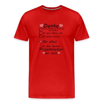 Beste Projektleiter Danke Dankeschön zum Abschied - Männer Premium Bio T-Shirt - Rot - Vorne - Damien (186cm)
