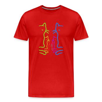 LGBT Chats Arc-en-ciel Chat Drapeau arc-en-ciel - T-shirt bio Premium Homme - rouge - Devant - Damien (186cm)