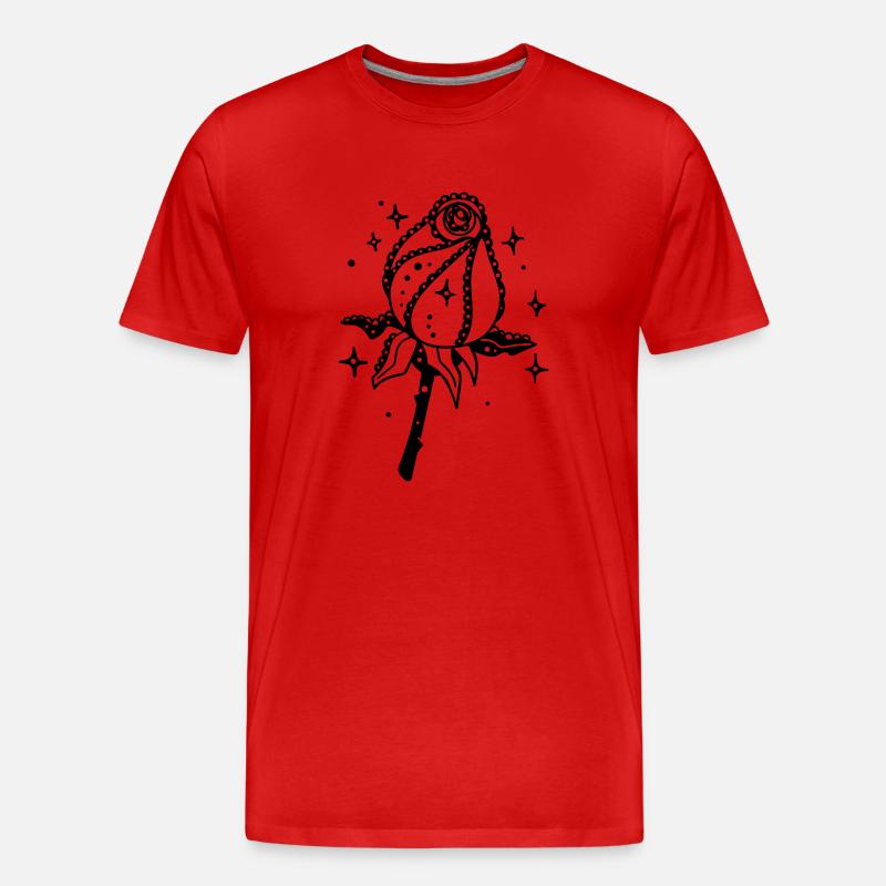Schwarze Rose - Männer Premium Bio T-Shirt - Rot