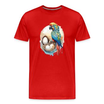 Perroquet Aquarelle - T-shirt bio Premium Homme - rouge - Devant - Damien (186cm)