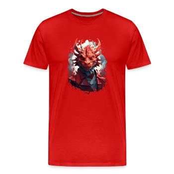 Drache - Männer Premium Bio T-Shirt - Rot - Vorne - Damien (186cm)