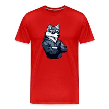 Loup Cool - T-shirt bio Premium Homme - rouge - Devant - Damien (186cm)
