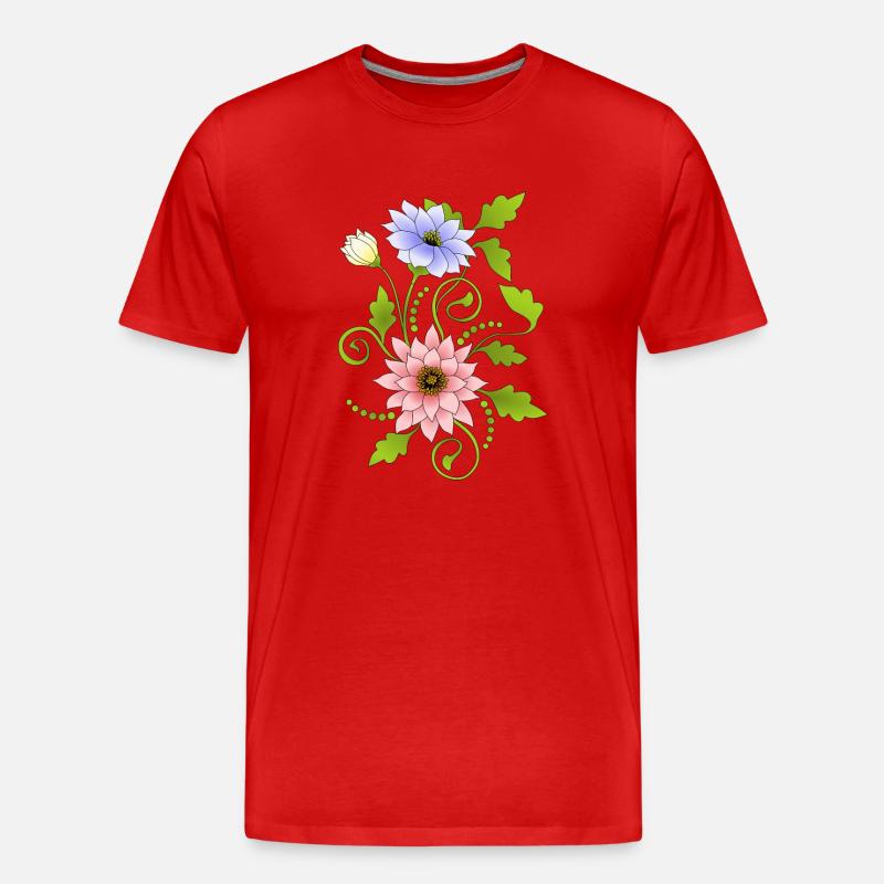 Blumen - Männer Premium Bio T-Shirt - Rot