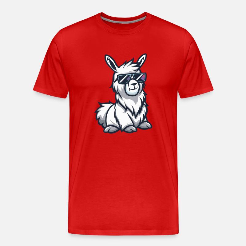 Alpaka Llama Comic Cool - Männer Premium Bio T-Shirt - Rot