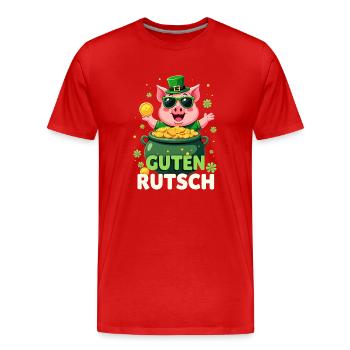 Silvester - Glücksschwein Neujahr - Männer Premium Bio T-Shirt - Rot - Vorne - Damien (186cm)