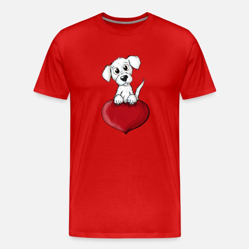 Hund Herz - Männer Premium Bio T-Shirt - Rot