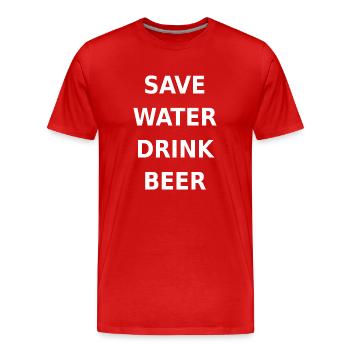 Wasser sparen, Bier trinken - Männer Premium Bio T-Shirt - Rot - Vorne - Damien (186cm)