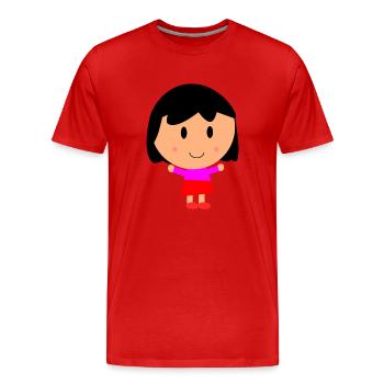 Mädchen Cartoon - Männer Premium Bio T-Shirt - Rot - Vorne - Damien (186cm)