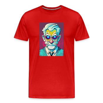Mysterious Old Man with Glasses - Men's Premium Organic T-Shirt - red - Front - Damien (186cm)