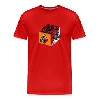 El CUBE - Männer Premium Bio T-Shirt - Rot - Vorne - Damien (186cm)
