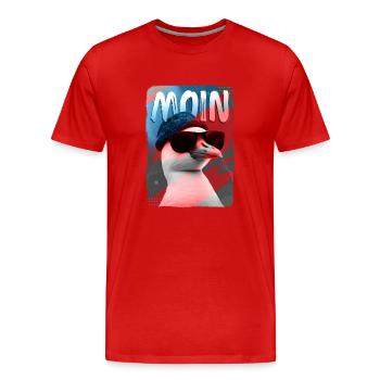 Moin! Hamburger Möwe mit Sonnenbrille - Männer Premium Bio T-Shirt - Rot - Vorne - Damien (186cm)