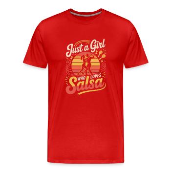 Just a girl who loves salsa - Männer Premium Bio T-Shirt - Rot - Vorne - Damien (186cm)
