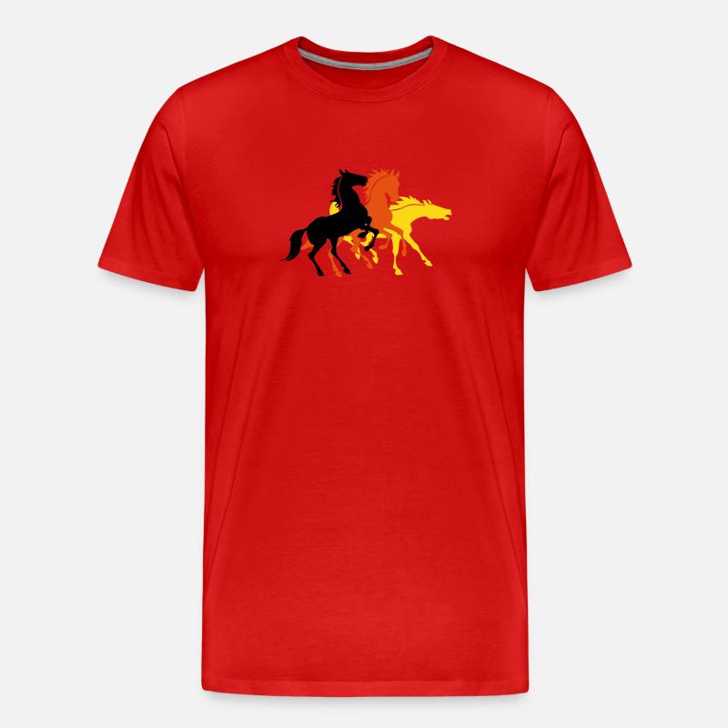 Drei Pferde - Männer Premium Bio T-Shirt - Rot