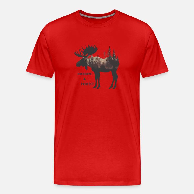 Preserve & Protect Elch Elche Waldtier - Männer Premium Bio T-Shirt - Rot
