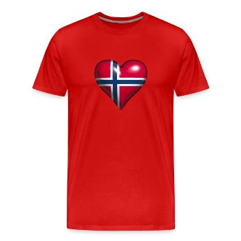 Norway shiny heart red white blue flag - Men's Premium Organic T-Shirt - red - Front - Damien (186cm)