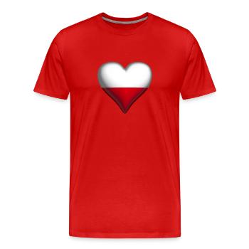 Polen glänzendes Herz weiß rot - Männer Premium Bio T-Shirt - Rot - Vorne - Damien (186cm)