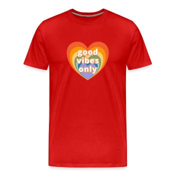 Good vibes only - T-shirt bio Premium Homme - rouge - Devant - Damien (186cm)