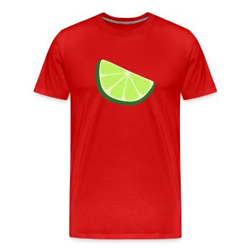 tranche de citron vert - T-shirt bio Premium Homme - rouge - Devant - Damien (186cm)