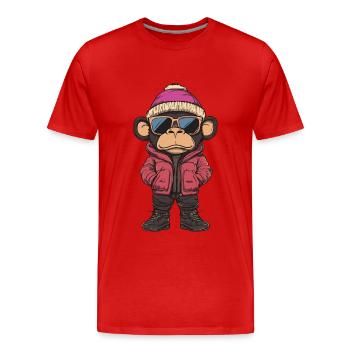 Singe Hiver - T-shirt bio Premium Homme - rouge - Devant - Damien (186cm)