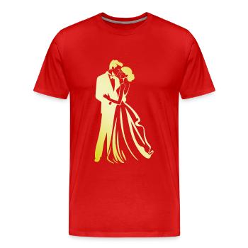 Couple Gold Bride Groom Wedding - Men's Premium Organic T-Shirt - red - Front - Damien (186cm)