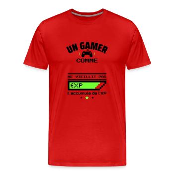 un gamer ne vieillit pas XP personnalisable - T-shirt bio Premium Homme - rouge - Devant - Damien (186cm)
