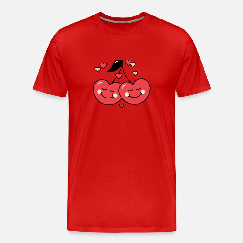 Kirsche und Liebe - Männer Premium Bio T-Shirt - Rot