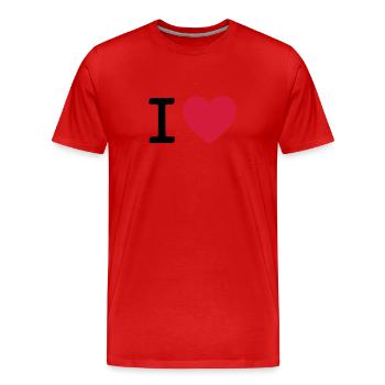 I LOVE Herz // Liebe // Valentinstag // Geburtstag - Männer Premium Bio T-Shirt - Rot - Vorne - Damien (186cm)