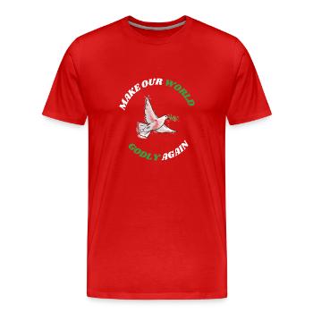 Make our World Godly again! World Peace Dove - Men's Premium Organic T-Shirt - red - Front - Damien (186cm)