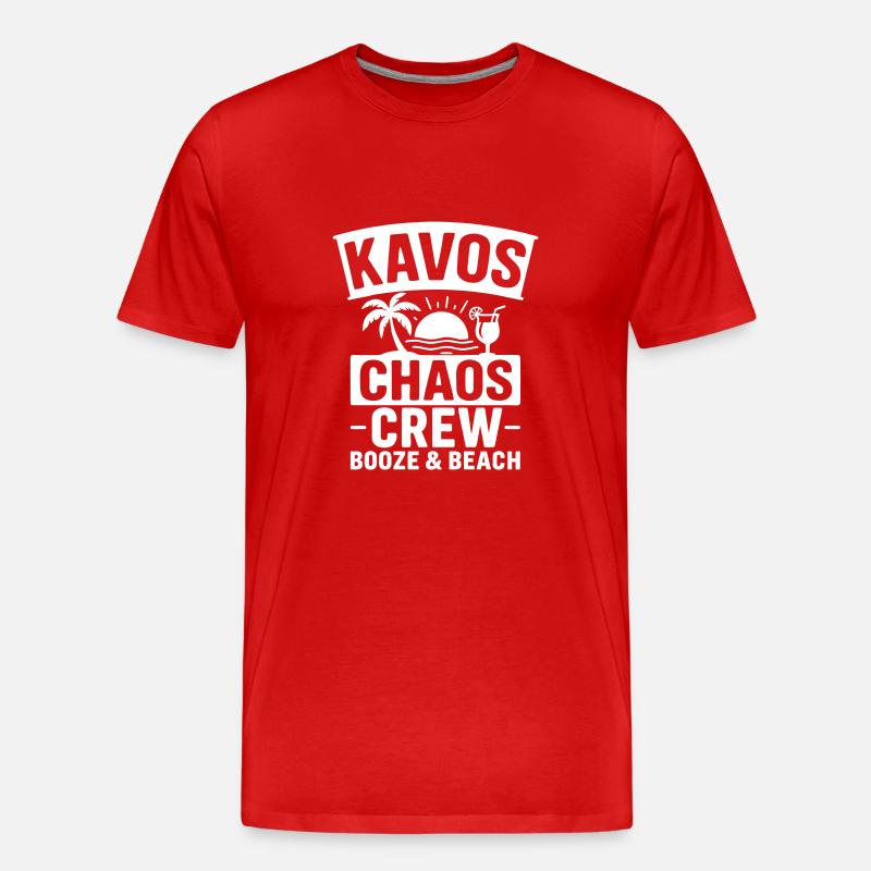 Kavos Chaos Crew – Schnaps & Strand - Männer Premium Bio T-Shirt - Rot