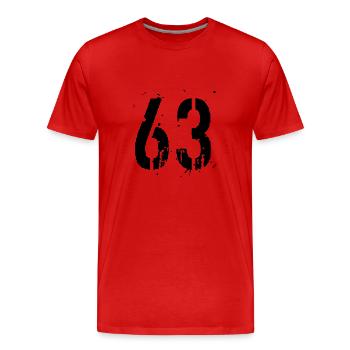 Number 63 - Men's Premium Organic T-Shirt - red - Front - Damien (186cm)