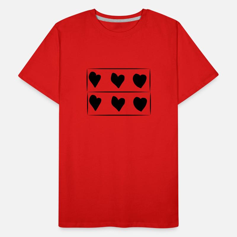 Six Hearts Heart Rectangle Pattern Men's Premium Organic T-Shirt