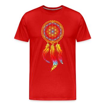 Dreamcatcher, Flower of Life, Spiritual, Indians - T-shirt bio Premium Homme - rouge - Devant - Damien (186cm)