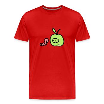 Apfel + Wurm 3 - Männer Premium Bio T-Shirt - Rot - Vorne - Damien (186cm)
