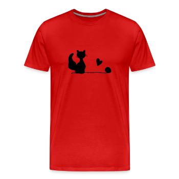 Ligne de laine pour chat animal animaux de compagnie animaux de compagnie - T-shirt bio Premium Homme - rouge - Devant - Damien (186cm)