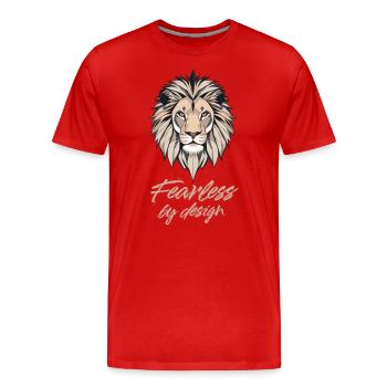 Löwe minimalistisch geometrisch furchtlos Spruch - Männer Premium Bio T-Shirt - Rot - Vorne - Damien (186cm)