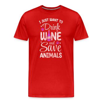 Tierfreund Naturschutz Retter Bewegung - Männer Premium Bio T-Shirt - Rot - Vorne - Damien (186cm)