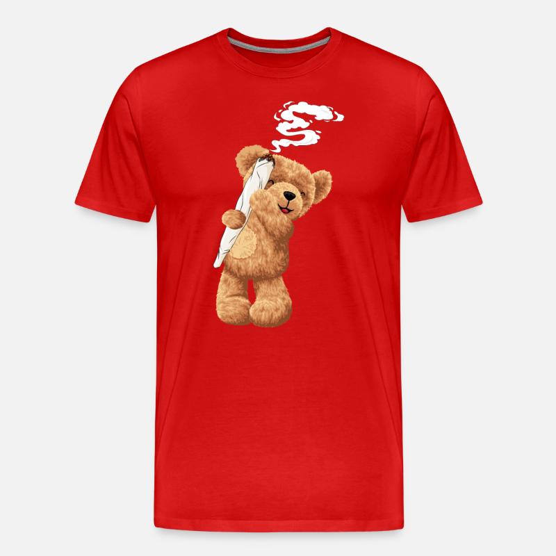Bär Kiffen Hanf Geschenk - Männer Premium Bio T-Shirt - Rot