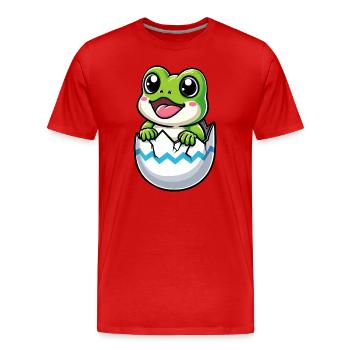 Oeuf de Pâques coloré avec motif de grenouille à éclore - T-shirt bio Premium Homme - rouge - Devant - Damien (186cm)