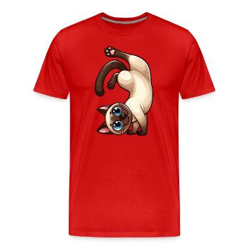 Drôle de chat siamois Stand sur les mains Siamois - T-shirt bio Premium Homme - rouge - Devant - Damien (186cm)